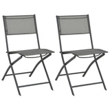 5 Piece Folding Outdoor Dining Set Steel and Textilene Grey