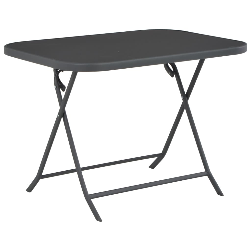 5 Piece Folding Outdoor Dining Set Steel and Textilene Grey