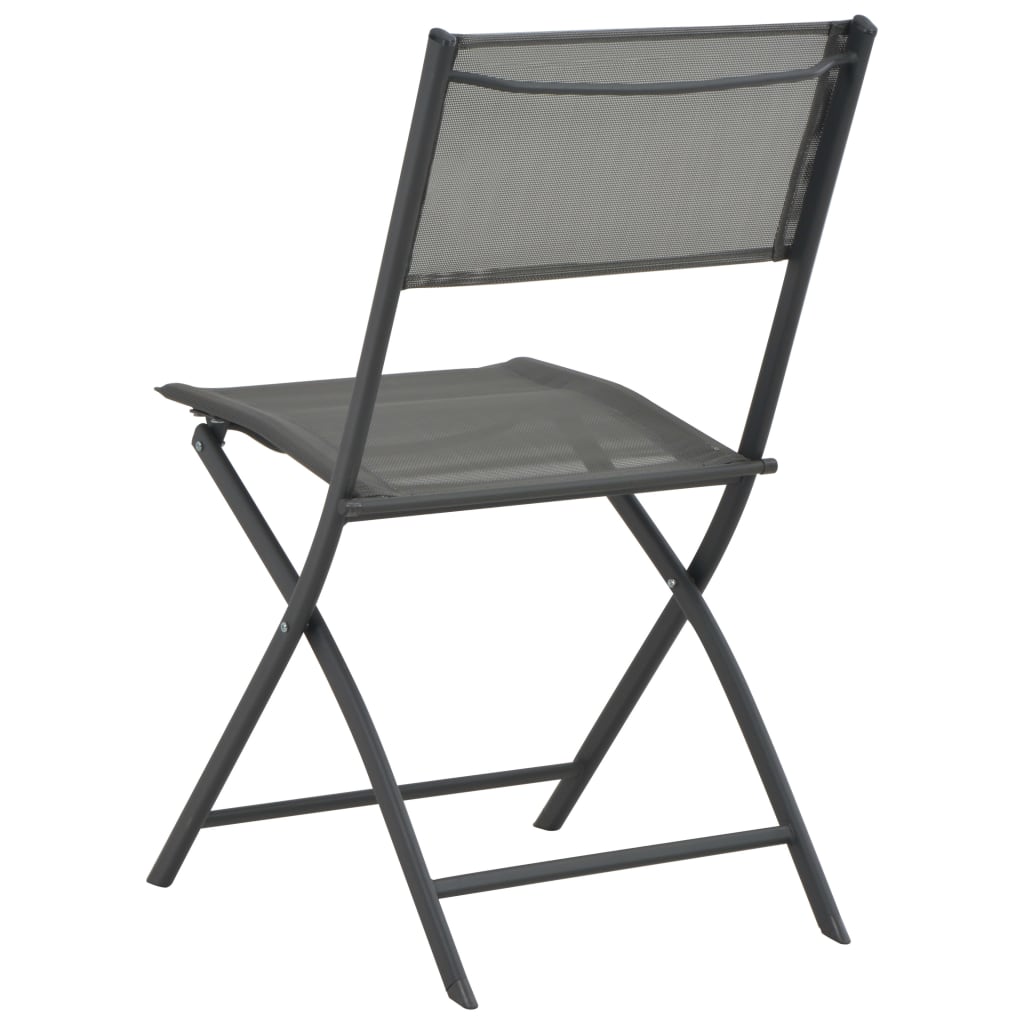 5 Piece Folding Outdoor Dining Set Steel and Textilene Grey