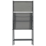 5 Piece Folding Outdoor Dining Set Steel and Textilene Grey - Close-Up Angle