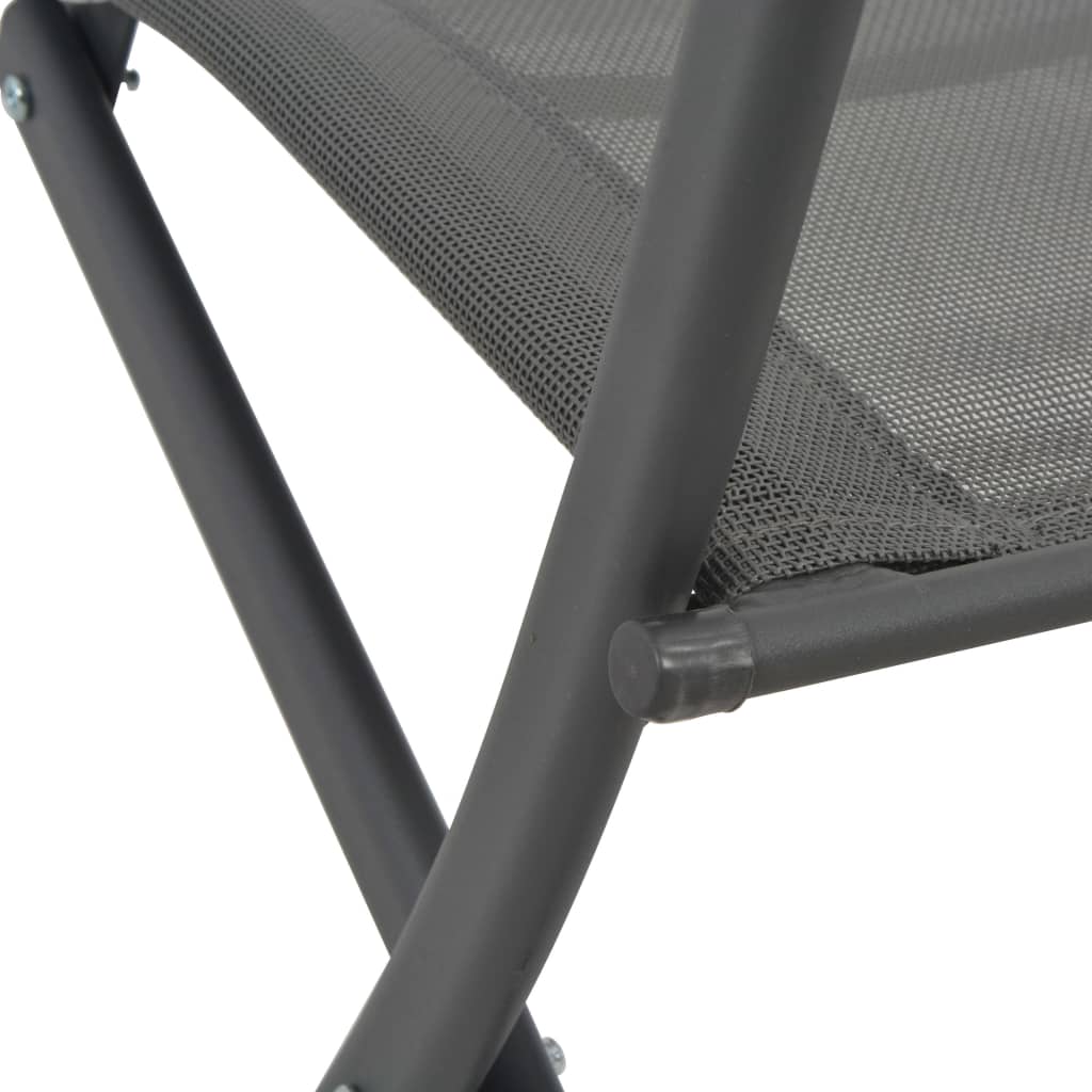 5 Piece Folding Outdoor Dining Set Steel and Textilene Grey