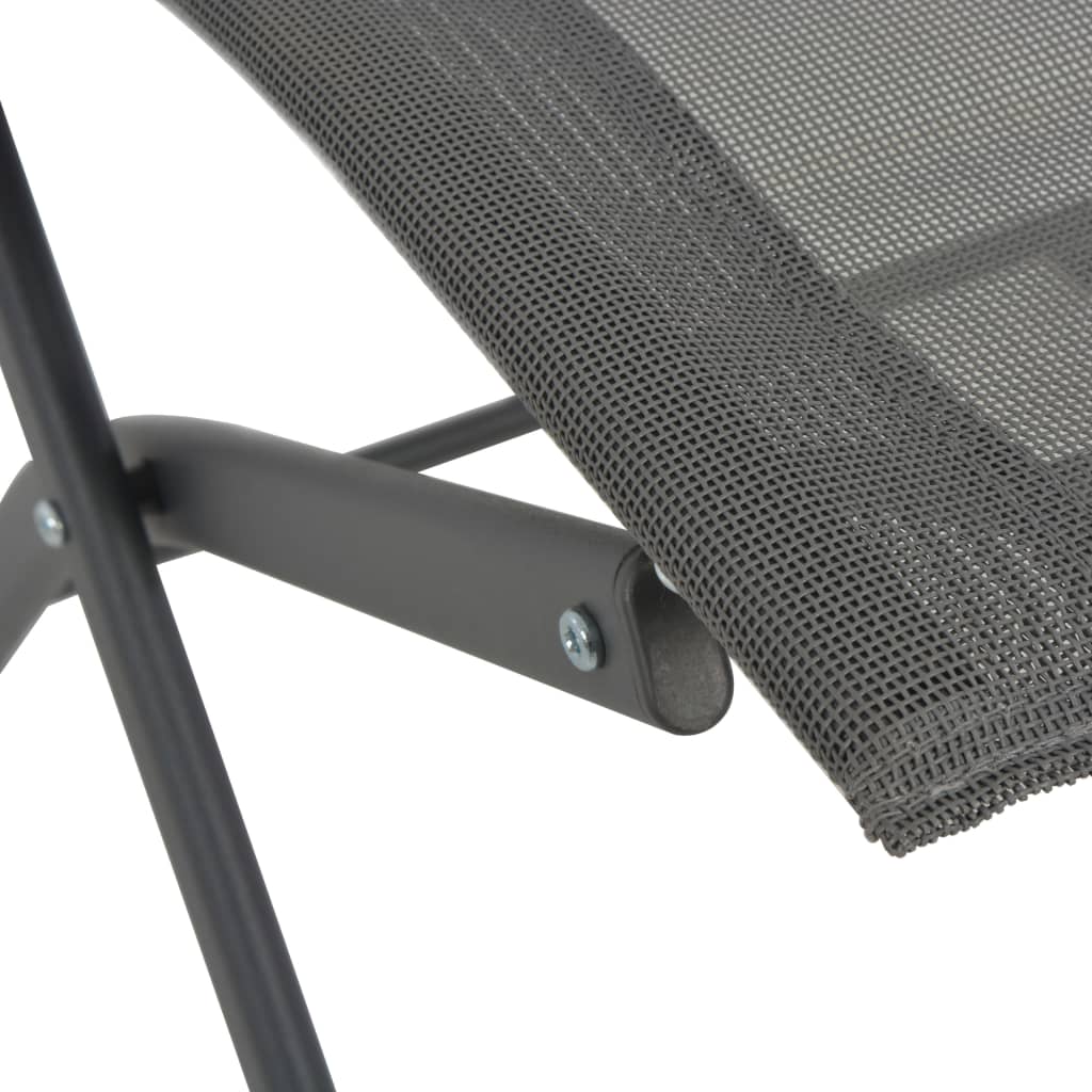 5 Piece Folding Outdoor Dining Set Steel and Textilene Grey