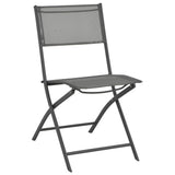 7 Piece Folding Outdoor Dining Set Steel and Textilene Grey - Side View