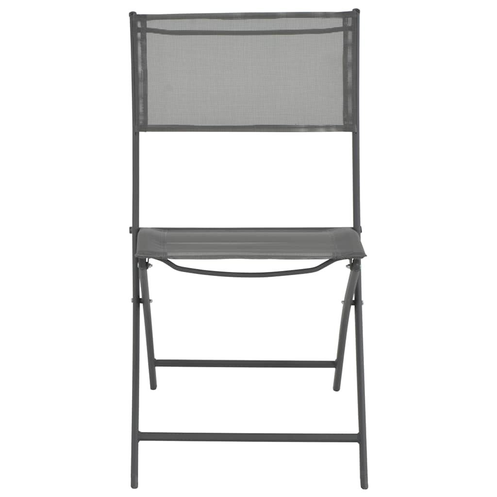 7 Piece Folding Outdoor Dining Set Steel and Textilene Grey