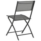 7 Piece Folding Outdoor Dining Set Steel and Textilene Grey