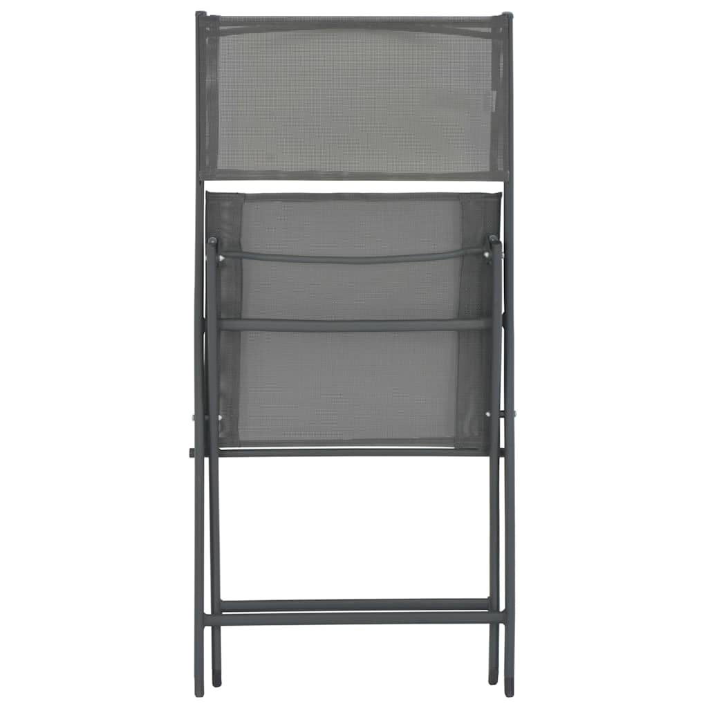 7 Piece Folding Outdoor Dining Set Steel and Textilene Grey