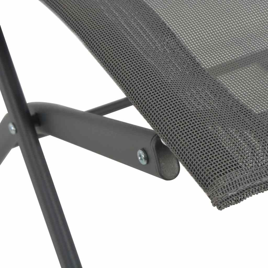 7 Piece Folding Outdoor Dining Set Steel and Textilene Grey