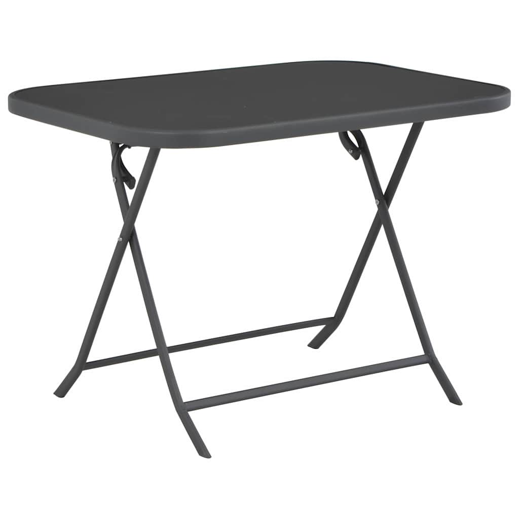 7 Piece Folding Outdoor Dining Set Steel and Textilene Grey