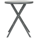 Folding Bistro Table Grey 60x70 cm Glass and Steel - Front View
