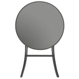 Folding Bistro Table Grey 60x70 cm Glass and Steel - Side View
