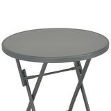 Folding Bistro Table Grey 60x70 cm Glass and Steel - Top-Down View