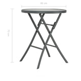 Folding Bistro Table Grey 60x70 cm Glass and Steel - Rear View