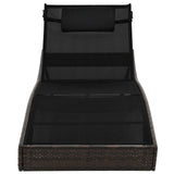 Sun Lounger with Pillow Poly Rattan Brown - Side View