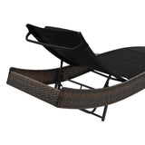 Sun Lounger with Pillow Poly Rattan Brown - Top-Down View