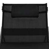 Sun Lounger with Pillow Poly Rattan Brown - 45-Degree Angle