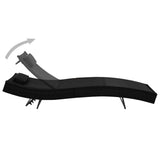 Sun Lounger with Pillow Poly Rattan Black - Front View