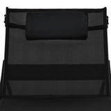 Sun Lounger with Pillow Poly Rattan Black - 45-Degree Angle