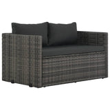 3 Piece Outdoor Dining Set with Cushions Poly Rattan Grey - Front View