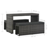 3 Piece Outdoor Dining Set with Cushions Poly Rattan Grey - Extra Image