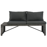 3 Piece Garden Lounge Set with Cushions Poly Rattan Grey - Front View