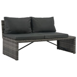 3 Piece Garden Lounge Set with Cushions Poly Rattan Grey - Side View