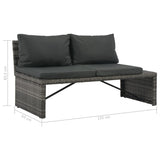 3 Piece Garden Lounge Set with Cushions Poly Rattan Grey - Close-Up Angle