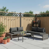 3 Piece Garden Lounge Set with Cushions Poly Rattan Grey