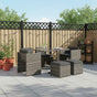 7 Piece Outdoor Dining Set with Cushions Poly Rattan Grey
