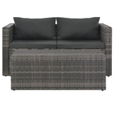 6 Piece Garden Lounge Set with Cushions Poly Rattan Grey - Front View