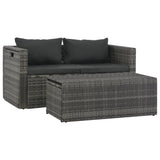 6 Piece Garden Lounge Set with Cushions Poly Rattan Grey - Side View