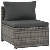 6 Piece Garden Lounge Set with Cushions Poly Rattan Grey - Close-Up Angle