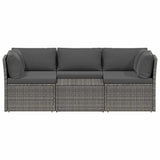 4 Piece Garden Lounge Set with Cushions Poly Rattan Grey