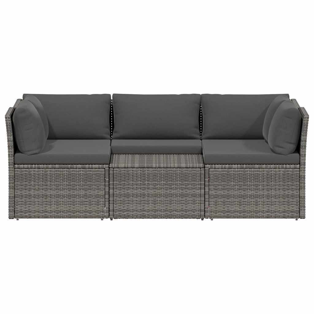 4 Piece Garden Lounge Set with Cushions Poly Rattan Grey