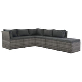 4 Piece Garden Lounge Set with Cushions Poly Rattan Grey - 45-Degree Angle