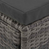 4 Piece Garden Lounge Set with Cushions Poly Rattan Grey - Rear View