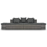 4 Piece Garden Lounge Set with Cushions Poly Rattan Grey