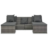 4 Piece Garden Lounge Set with Cushions Poly Rattan Grey - Top-Down View