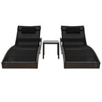 Sun Loungers 2 pcs with Table Poly Rattan and Textilene Brown