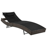 Sun Loungers 2 pcs with Table Poly Rattan and Textilene Brown - Side View