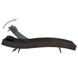 Sun Loungers 2 pcs with Table Poly Rattan and Textilene Brown - Top-Down View
