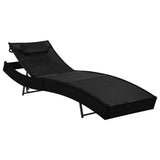 Sun Loungers 2 pcs with Table Poly Rattan and Textilene Black - Top-Down View
