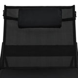 Sun Loungers 2 pcs with Table Poly Rattan and Textilene Black