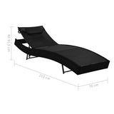 Sun Loungers 2 pcs with Table Poly Rattan and Textilene Black - Extra Image