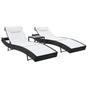 Sun Loungers 2 pcs with Table Poly Rattan and Textilene Black