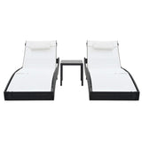 Sun Loungers 2 pcs with Table Poly Rattan and Textilene Black - Front View