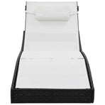 Sun Loungers 2 pcs with Table Poly Rattan and Textilene Black
