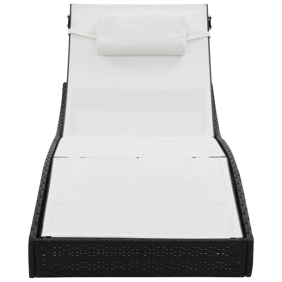 Sun Loungers 2 pcs with Table Poly Rattan and Textilene Black
