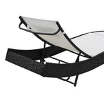 Sun Loungers 2 pcs with Table Poly Rattan and Textilene Black