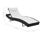 Sun Loungers 2 pcs with Table Poly Rattan and Textilene Black - Extra Image