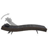 Sun Lounger Poly Rattan and Textilene Brown - Front View